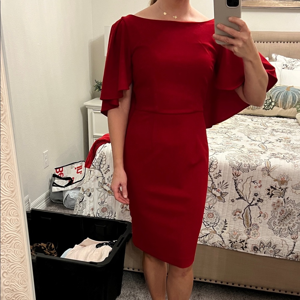 Trina Turk Red cape midi Dress